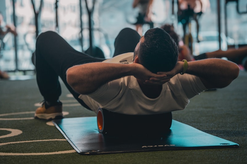 A group of people doing exercises in a gym