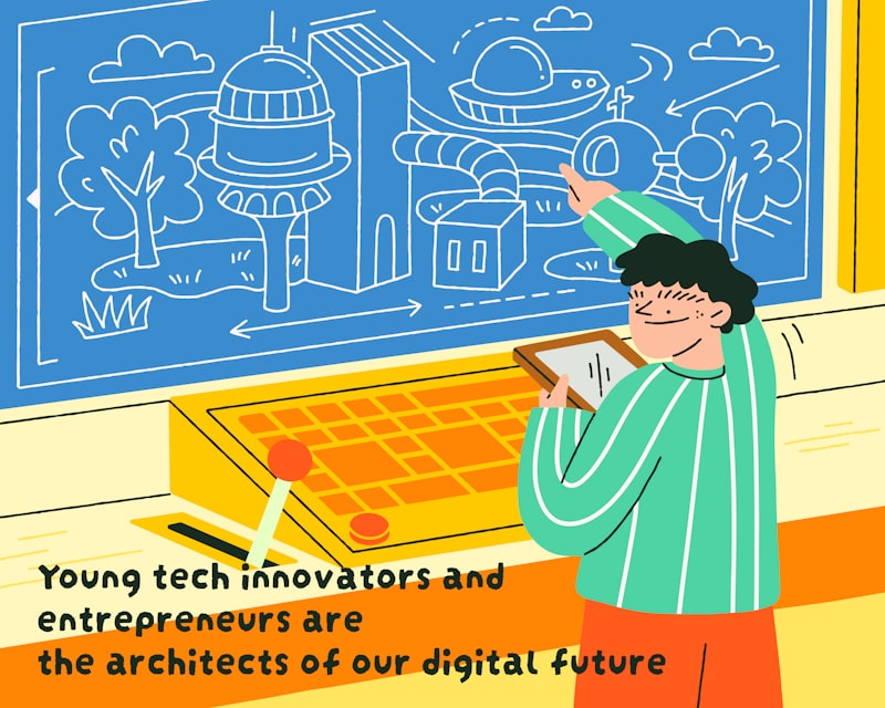 A person standing in front of a blackboard with a drawing on it