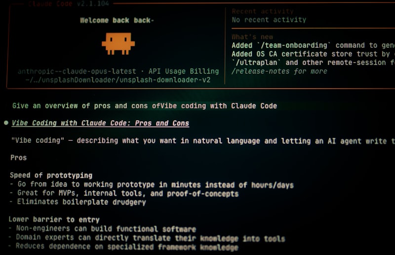 Computer screen displaying code and text