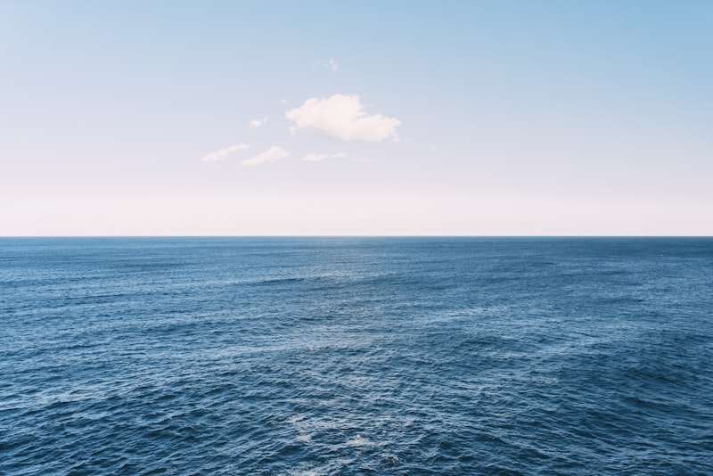 A large body of water with a cloud in the sky