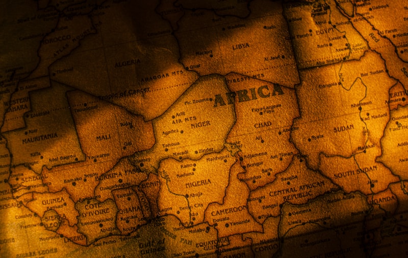 a close up of a map of africa